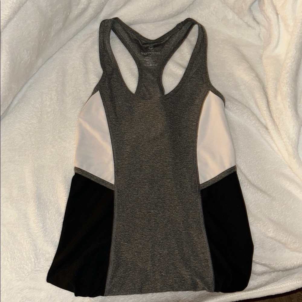 90 Degree By Reflex Gray White Black Racerback Athletic Tank